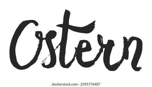 Ostern, Easter in German hand lettering quote, calligraphy, written text. Hand drawn style design, isolated vector. Holiday clip art. Seasonal advertising, promotion, card, banner, poster element