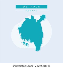 Ostfold (Administrative divisions of Norway, Kingdom of Norway) map vector illustration, scribble sketch Ostfold fylke map