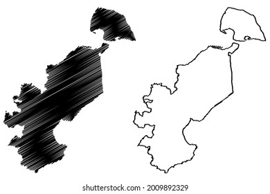 Ostholstein district (Federal Republic of Germany, rural district, Free State of Schleswig-Holstein, Slesvig Holsten) map vector illustration, scribble sketch Ostholstein map