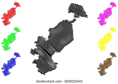 Ostholstein district (Federal Republic of Germany, rural district, Free State of Schleswig-Holstein, Slesvig Holsten) map vector illustration, scribble sketch Ostholstein map