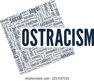 Ostracism word cloud conceptual design isolated on white background.