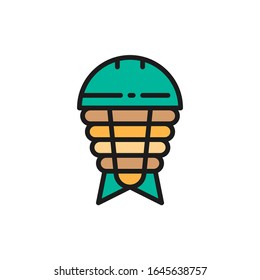 Ostracoderm, prehistoric fish, paleozoic era flat color line icon.