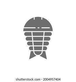 Ostracoderm, prehistoric fish, paleozoic era gray icon.