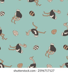 Ostrich Animal Egg Pattern Vector Illustration Seamless for Background Wallpaper Packaging Cover