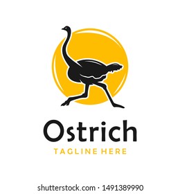 ostrich animal silhouette logo design