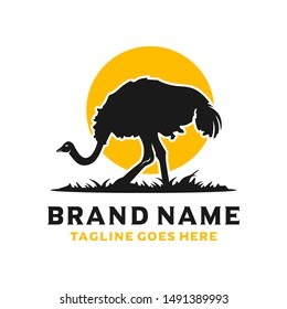 ostrich animal silhouette logo design