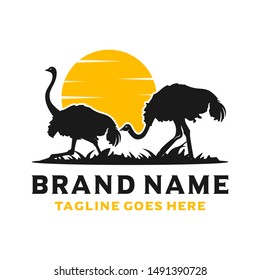 ostrich animal silhouette logo design