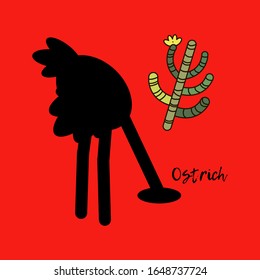 Ave avestruz. Dibujo bonito. Ilustración vectorial para diseño web o impresión.