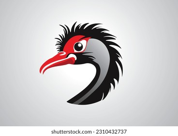 ostrich bird head logo vector illustration