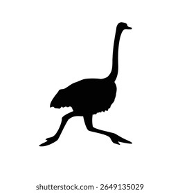 ostrich bird running silhouette design.