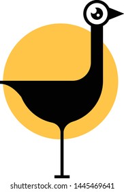 Ostrich black silhouette vector icon