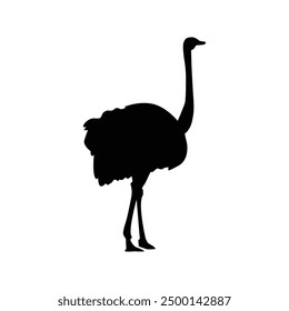 Ostrich black silhouette vector on a white background