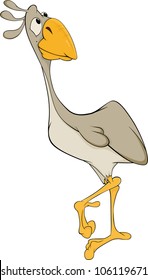 Ostrich. Cartoon