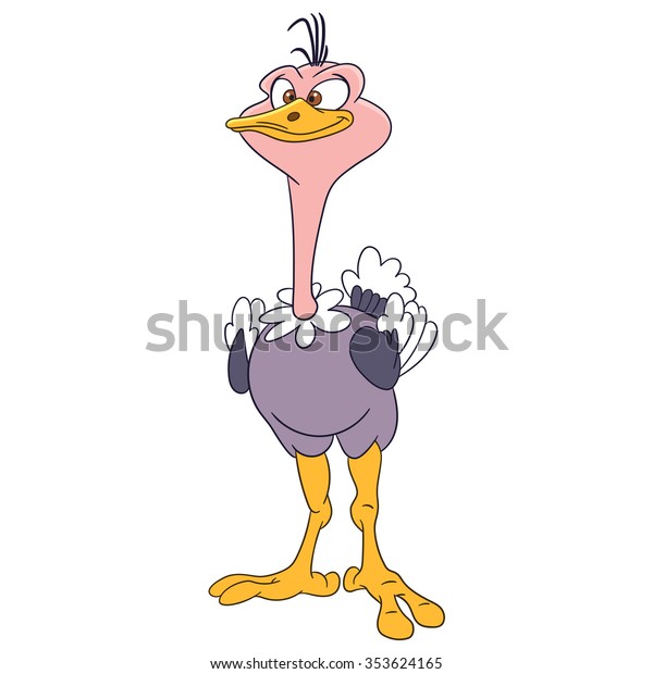 Ostrich Cartoon Character Isolated On White Stock Vector (Royalty Free ...