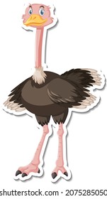 Ostrich cartoon character sticker illustration