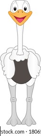 ostrich cartoon smiling welcomes the coming of the sunny day