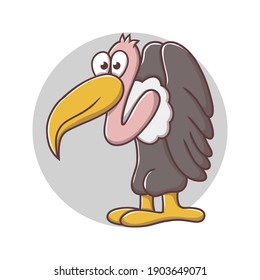 Ostrich Cartoon Vector Illustration. Savanna Bird Mascot Logo. Safari Animal Bird Symbol Icon Character Drawing Element
