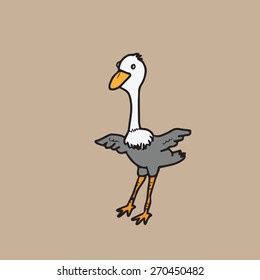 Ostrich character drawing cartoon vector