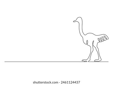 Ostrich continuous one line drawing vector illustration 