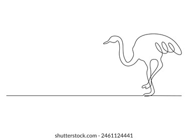 Ilustración vectorial de dibujo de una línea continua de avestruz 
