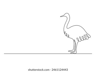Ostrich continuous one line drawing vector illustration 