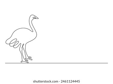 Ostrich continuous one line drawing vector illustration 