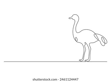 Ostrich continuous one line drawing vector illustration 