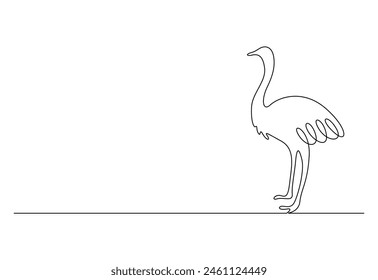 Ilustración vectorial de dibujo de una línea continua de avestruz 