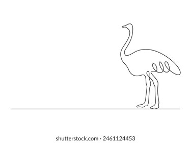 Ostrich continuous one line drawing vector illustration 