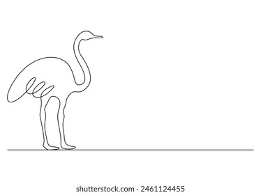 Ostrich continuous one line drawing vector illustration 