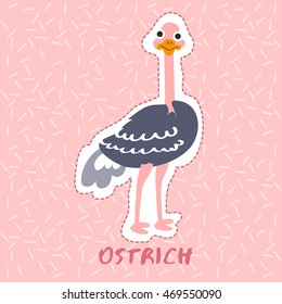 Ostrich : Cute Animal Set : Vector Illustration
