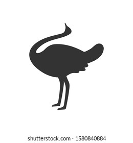 Ostrich is dancing. Flat icon. Vector illustration.