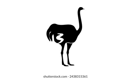 ostrich emblem, black isolated silhouette