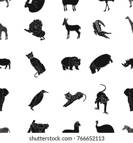 Ostrich emu, crocodile, giraffe, tiger, penguin and other wild animals. Artiodactyla, mammalian predators and animals set collection icons in black style vector symbol stock illustration web.