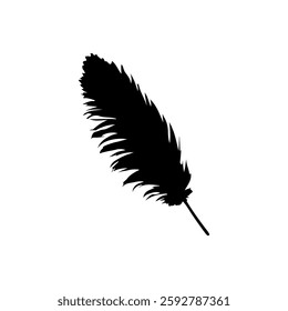 Ostrich feather silhouette vector illustration on white background