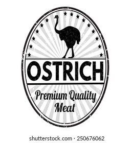 Ostrich grunge rubber stamp on white background, vector illustration