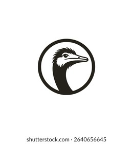 ostrich head animal bird creative agency company flat color vector illustration template design
