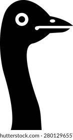 ostrich head icon, Bird Graphics, Wildlife Vector, logo with spiky feathers and a fierce expression close-up of bird with textured feathers and large eye animal portrait silhouettes designs ,