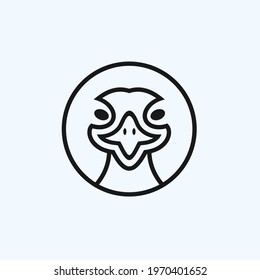 ostrich head logo design vector illustration on white background