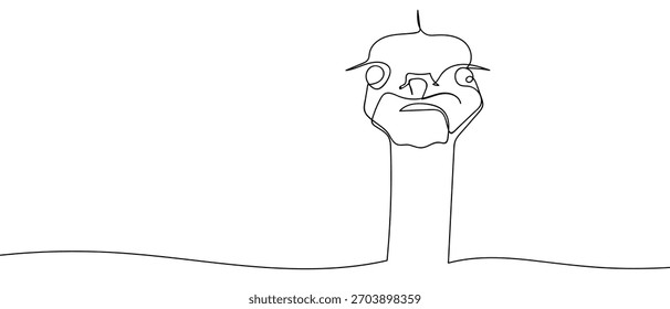 Cabeza de avestruz en una línea continua estilo lineal simple.