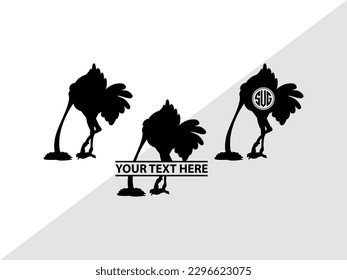 Cabeza de avestruz en Sand Monogram Vector Ilustración Silhouette