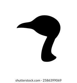 Ostrich head silhouette vector flat illustration design on white background.