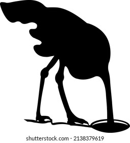 Ostrich Hiding Its Head In A Hole 