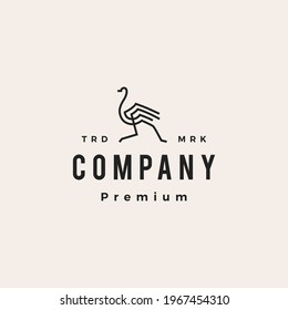 ostrich hipster vintage logo vector icon illustration