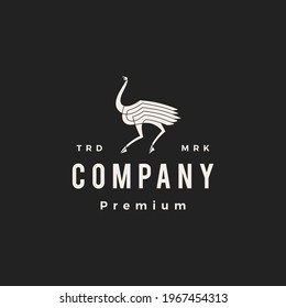 ostrich hipster vintage logo vector icon illustration