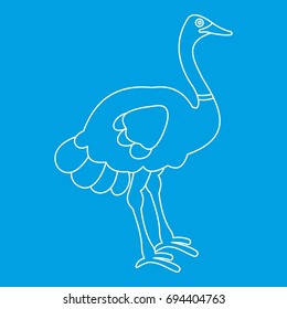 Ostrich icon blue outline style isolated vector illustration. Thin line sign