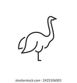 Ostrich icon, Cambe-bird simple line icon isolated on white background. Vector illustration