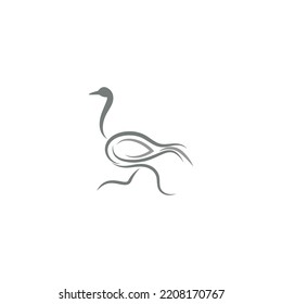 Ostrich icon logo design illustration template