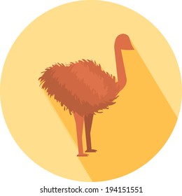 Ostrich icon with shadow in flat design