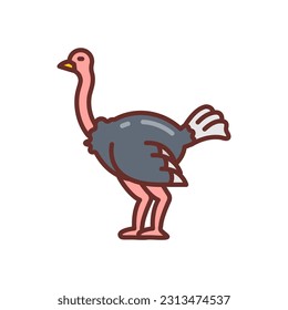 Ostrich icon in vector. Illustration